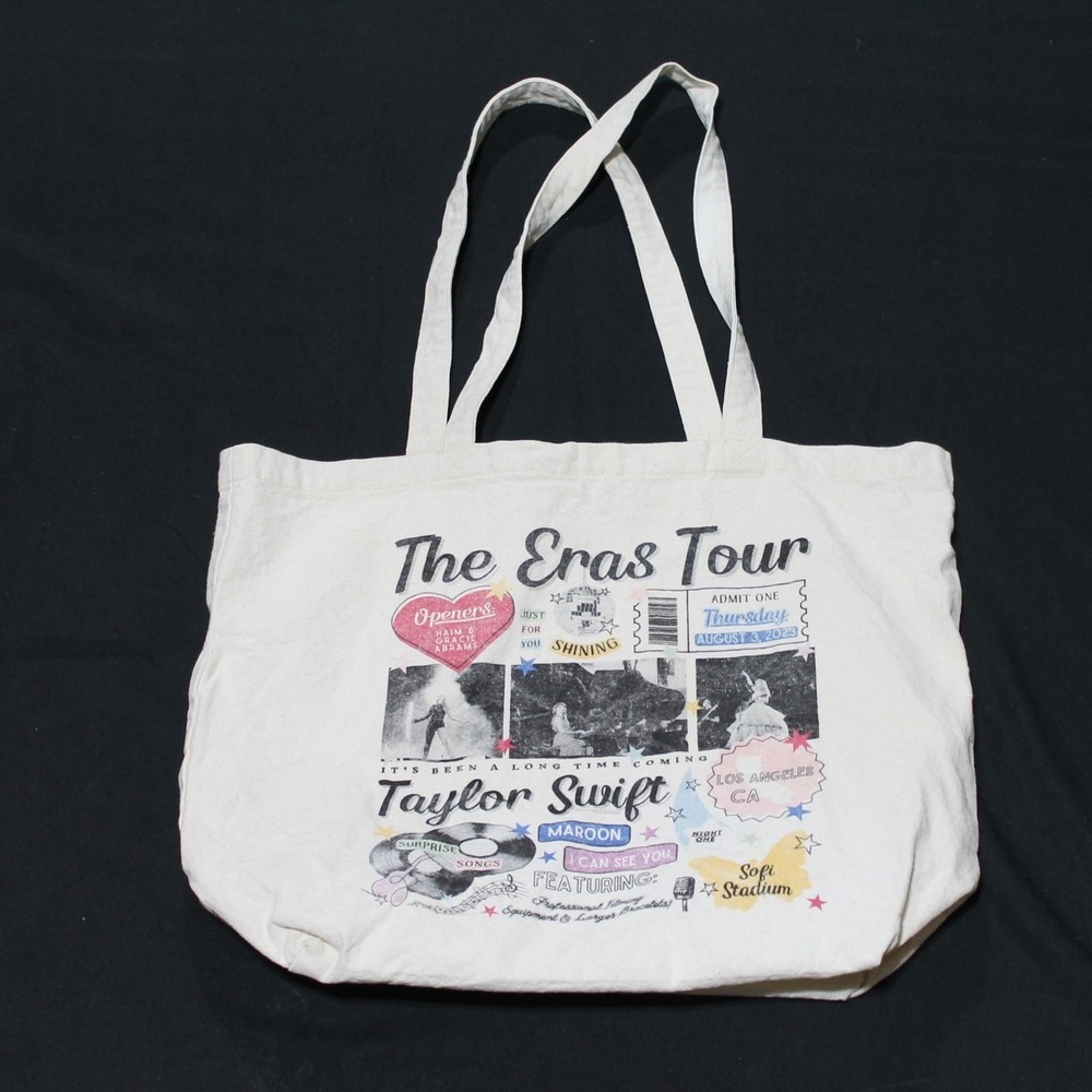 Custom Taylor Swift The Eras Tour Los Angeles Night 1 Canvas Tote Bag 8/3/2023